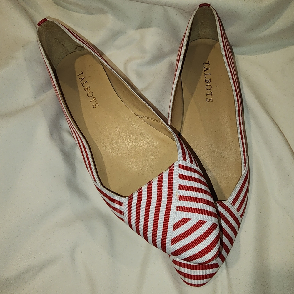 Talbots Women's Red and White Striped Flats